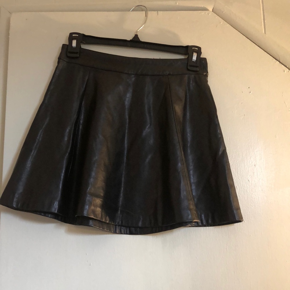 H&M Faux Leather Flared Mini Skirt